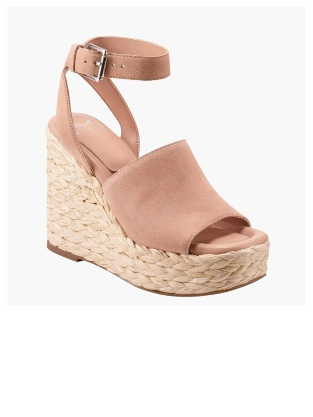 NEW MARC FISHER LTD Nelly Ankle Strap Wedge Sandal In LIGHT NATURAL 111